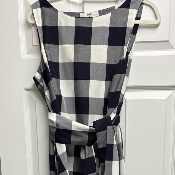 Midi gingham Ann Taylor dress Size L - Navy and White - Picture 1 of 5